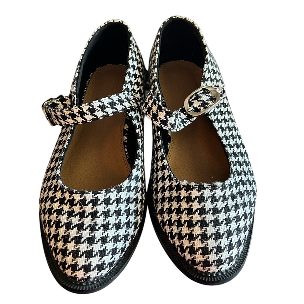 Asos Black White Herringbone Fabric Flats
